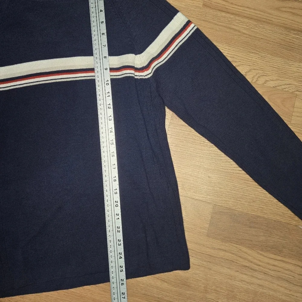 red white and blue knit sweater